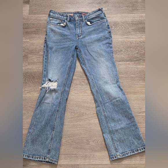 Pilcro Denim - Pilcro Jeans Women's 27 Medium Wash Distressed Denim Slim Straight Leg Jeans